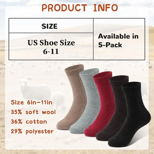 Vista 4 de Nicetage Wool Socks Women's Winter Boots Socks Thick Knit Warm Cozy Crew Socks Christmas Holiday Socks