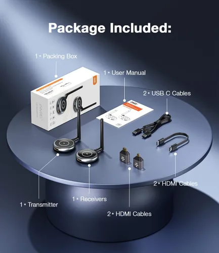 Vista 9 de AIMIBO Transmisor y receptor inalámbricos HDMI 5.8G, decodificación 4K