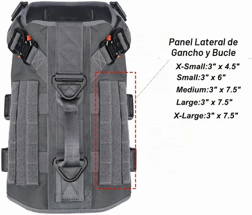 Vista 4 de ICEFANG GN3 Arnés táctico para perro con hebilla 6X, chaleco Molle para perro con asa, cobertura corporal 3/4, panel de gancho y bucle para parche