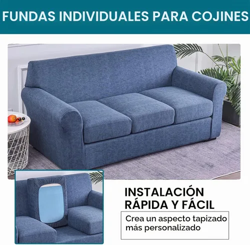Vista 6 de KRFOONN Funda de sofá de 4 piezas con estampado para sofás de 3 cojines, funda elástica con 3 fundas de cojín separadas, protector de muebles