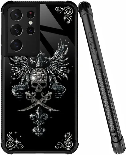 Vista 22 de ZHEGAILIAN Funda compatible con Samsung Galaxy S21, funda de vidrio orgánico para niñas, mujeres y hombres, diseño de cuatro esquinas, antiarañazos