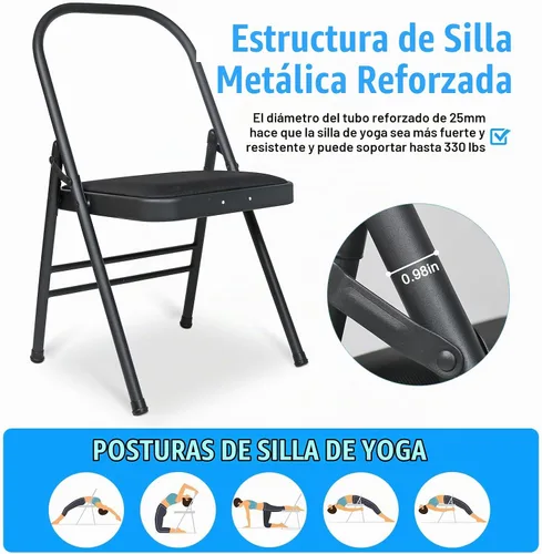 Vista 3 de INNOLIFE Foldable Backless Yoga Chair with Resistance Band for Abs & Core, Flexibility and Strength Training and Back Pain Relieving