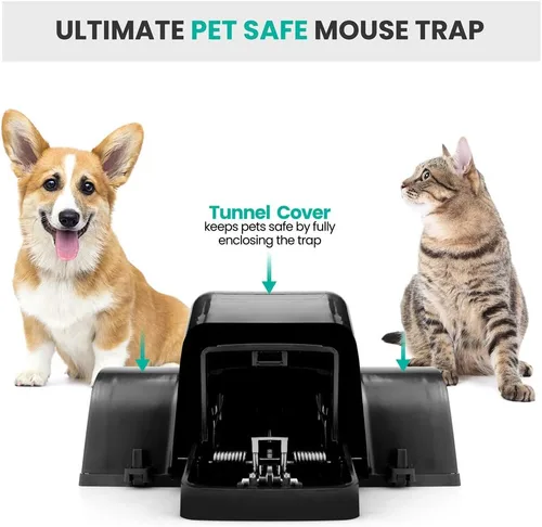 Vista 2 de eXuby Trampas para ratas seguras para mascotas y niños con diseño de túnel - Doble entrada para una mejor tasa de captura - Sin veneno dañino