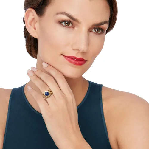 Vista 2 de Ross-Simons Anillo calado texturizado con piedras preciosas en oro de 18 quilates sobre plata esterlina Gema Lapislázuli