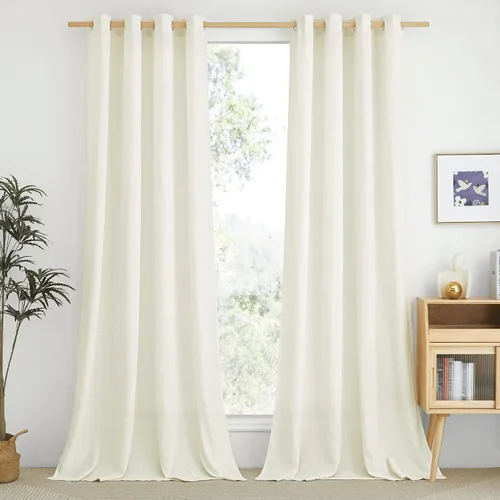 Vista 248 de NICETOWN - Cortinas de lino angora para ventana de cocina sobre el fregadero, con ojales, lino grueso angora, tratamientos cortos para ventanas