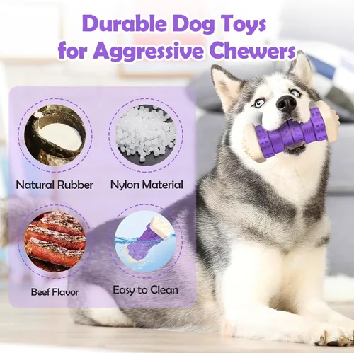 Vista 2 de RUXAN Juguetes masticables para perros, juguetes masticadores para perros, juguetes masticables para perros, juguete interactivo resistente