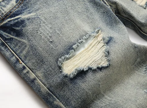 Vista 5 de OIIIO Pantalón vaquero de pierna recta rasgados para hombre