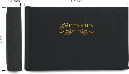 Vista 2 de Holoary Álbum de fotos pequeño de 4 x 6 pulgadas, tapa dura de lino, capacidad para 50 fotos, encuadernado con páginas negras, mini álbumes de fotos