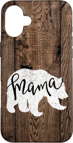 Vista 23 de Woodgrain Rustic Farmhouse Shiplap Brown Wooden Mama Bear Case for iPhone 17
