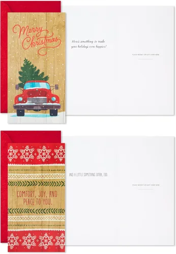 Vista 4 de Hallmark - Surtido de tarjeteros para tarjetas de regalo de Navidad o portamonedas, rústico (36 tarjetas con sobres)