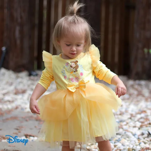 Vista 2 de Disney Vestido de tul de manga larga para bebé de princesa, disfraz de fiesta de cumpleaños