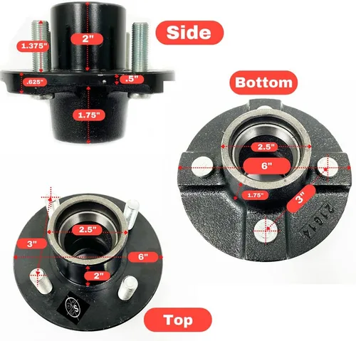 Vista 2 de SOUTHWEST WHEEL Paquete de 2 husillos cuadrados BT8 y cubo de remolque circular de 4 pulgadas