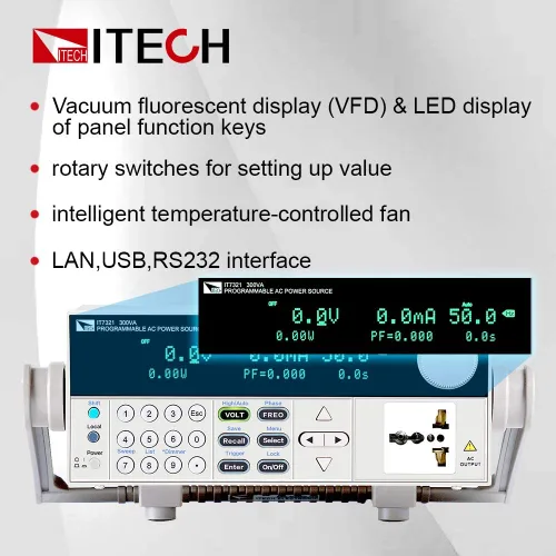 Vista 2 de ITECH Fuente de alimentación de CA IT7321 frecuencia variable monofásica programable de la fuente de alimentación de CA 300V/3A/300VA
