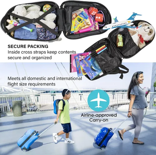 Vista 3 de KIDDIETOTES Conjuntos de equipaje y mochila, Azul, Robot