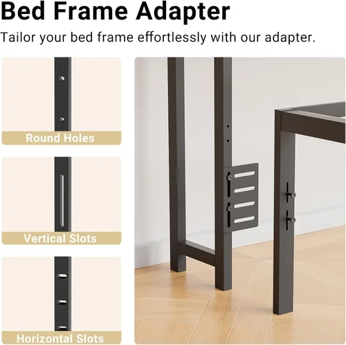 Vista 5 de Unikito Cabecera de tamaño completo con almacenamiento, cabecera con enchufes y luz LED RGB, cabeceras resistentes para cama de tamaño completo