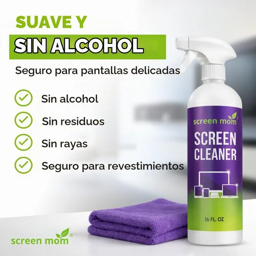 Vista 4 de Kit para limpiar pantallas: ideal para pantallas LCD y LED de televisor, computadora, laptops e iPads. Cada botella grande de 16 onzas rinde 1572