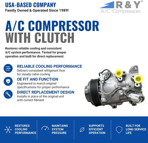 Vista 2 de RYC Compresor de aire acondicionado automotriz y embrague de A/C AEG336 (se adapta a Lexus RX350 3.5L 2007, 2008, 2009)