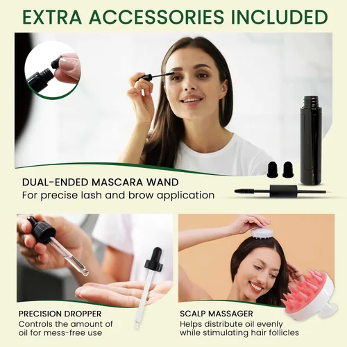 Vista 6 de Aceite de ricino puro (10 onzas), aceite de ricino 100% prensado en frío para el crecimiento del cabello, piel, cejas, pestañas de ojos, uñas