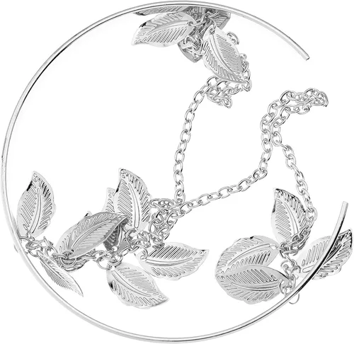Vista 7 de RechicGu 2 piezas de cadena de plumas de hojas con borlas de pulsera, brazalete de brazo abierto, parte superior abierta, conjunto ajustable