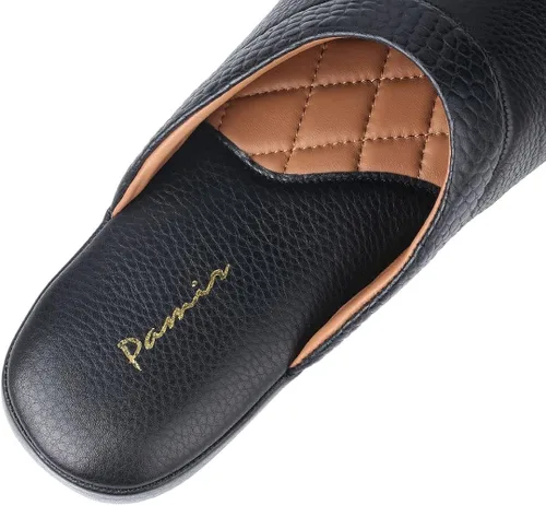 Vista 4 de PAMIR Pantuflas de cuero texturizado prémium para hombre con espuma viscoelástica