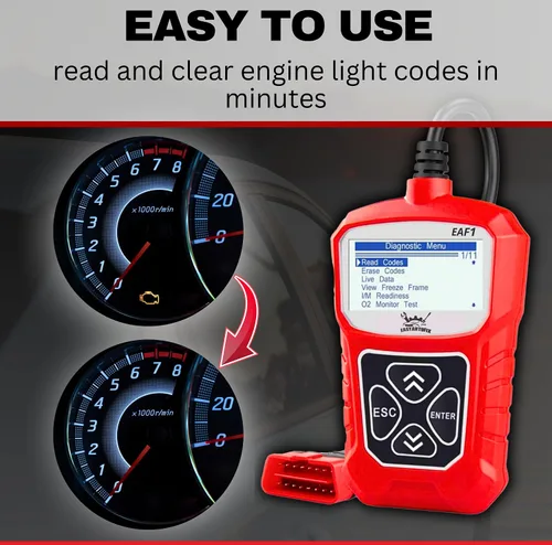 Vista 2 de EAF1 OBD2 Escáner de coche – Herramienta de diagnóstico automotriz profesional lector de código para luz del motor OBDII escáner para coche de datos