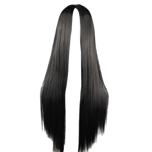 Vista 7 de S_SSOY 75cm/29.5" Pelucas largas rectas Cosplay Halloween sin flequillo peluca para mujeres Negro
