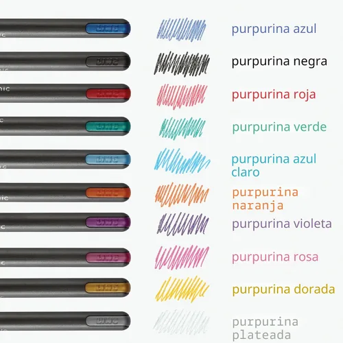 Vista 4 de Pentonic Bolígrafos de Gel con Purpurina, 10 unidades, 10 colores surtidos, punta gruesa de 1.0 mm, escritura suave para journaling, toma de notas