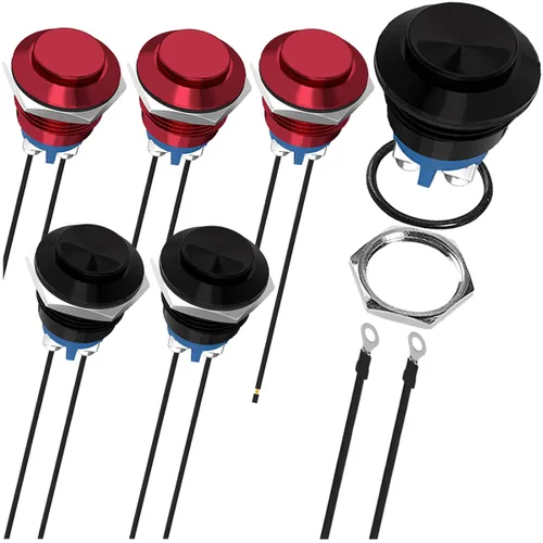 Vista 8 de 6Pcs Interruptor de botón de cierre led de 12mm con carcasa negra y pre-cableado, interruptor de botón a prueba de agua IP65, 1NO 1 normalmente