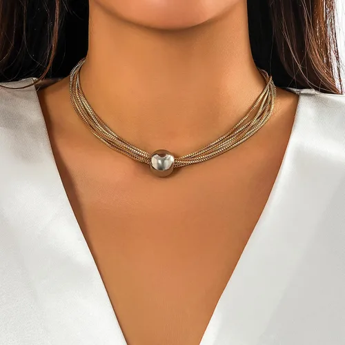 Vista 5 de Roe Dolph Collar grueso de oro con capas de abejas punk, collar de cadena con babero de moda, joyería estética para mujeres y niñas