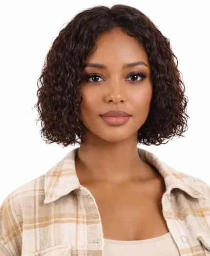 Vista 20 de Peluca de cabello humano rizado profundo de 12 pulgadas para NATURAL-RIZADO