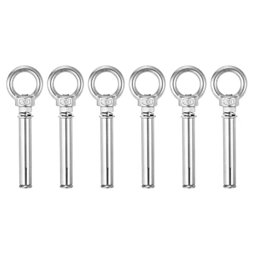 Vista 36 de uxcell Aro de elevación de la expansión, 8pcs M6x50mm 304 tornillo de expansión de acero inoxidable con anillo de ojo para pared de ladrillo