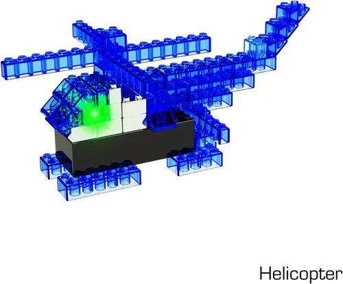 Vista 5 de E-Blox 4 en 1 Power Blox Builder STEM Kit (46 piezas), colorido juego de bloques de construcción con luz LED, construir 4 estructuras 3D, gran