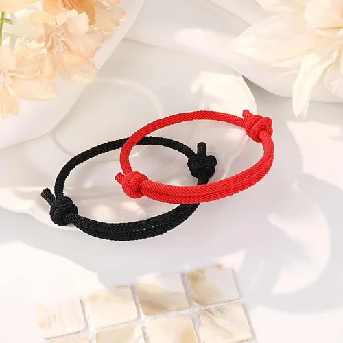 Vista 4 de UNGENT THEM Pulseras de cuerda ajustable para parejas, para hombres, novio, novia, alma gemela, marido, esposa, aniversario, día de San Valentín