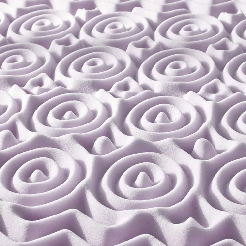 Vista 3 de Mellow Cubrecolchón de espuma viscoelástica de 5 zonas de 1.5 pulgadas, infusión calmante de lavanda, tamaño matrimonial
