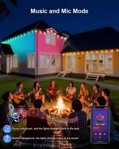 Vista 7 de XINKAITE 100ft Permanent Outdoor Lights for House, 2025 Eave Lighting with App/Remote Control, IP67 Waterproof smartlight for Christmas, Halloween