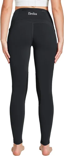 Vista 5 de FitsT4 Sports Pantalones de equitación con forro polar para mujer, pantalones ecuestres de invierno, con parche en la rodilla, mallas de equitación