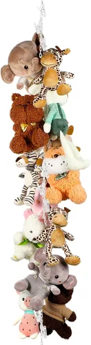 Vista 7 de Blulu Cadena de almacenamiento de animales de peluche de 80 pulgadas para almacenamiento de animales de peluche con 20 clips, organizador colgante