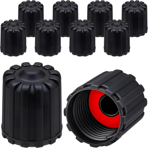 Vista 53 de 10 piezas de tapas de válvula de neumático TPMS con vástago largo, tapas de válvula de rueda de plástico negro para TPMS TR20008, tapas de vástago