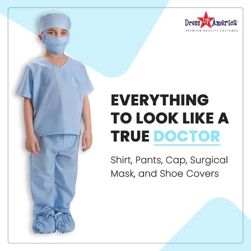 Vista 2 de Dress Up America Disfraz de médico para niños disfraz de médico para niños traje de juego de simulación azul y rosa