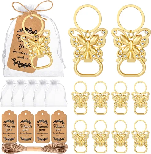 Vista 8 de 50 piezas de abrebotellas con efecto pop para baby shower, lindos recuerdos de abrebotellas con bolsas de organza, regalos de regreso