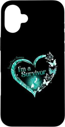 Vista 23 de Teal Ribbon Butterfly Cervical Cancer I'm A Survivor Case for iPhone 17