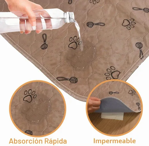 Vista 2 de Peepeego Paquete de 2 Almohadillas para Perros de 36x36 Lavables y Peine para Perros Gratis, Almohadillas Reutilizables para Cachorros con Absorción