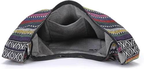 Vista 183 de Bolsa de hombro para mujer, de lona en estilo hippie/bohemio para llevar cruzada al hombro, disponible en diferentes colores y estampados