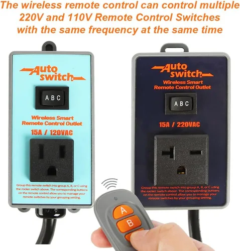Vista 6 de O'SKOOL Interruptor de toma de corriente inalámbrico con control remoto, transmisor de 433M enchufe de 220V (batería incluida), PTA022