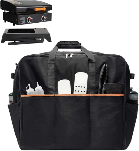 Vista 10 de NOELIFE Bolsa de transporte para plancha Blackstone de 22 pulgadas y parrilla de 17 pulgadas con capucha en el soporte, herrajes reforzados y tela