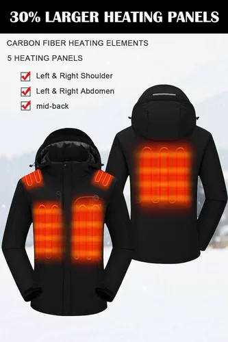 Vista 2 de Venustas Chaqueta térmica para hombre con batería de 7.4 V, resistente al viento con capucha desmontable