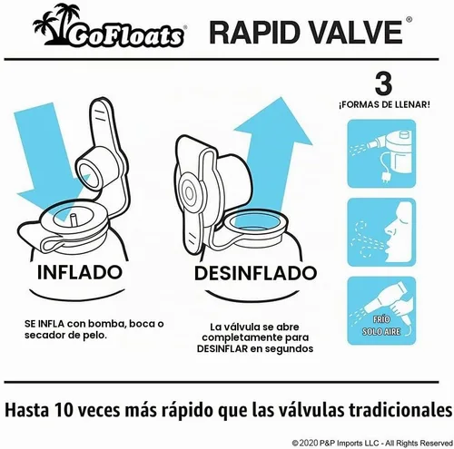 Vista 5 de GoFloats, Lazy Buoy, Tumbona flotante, primera calidad con válvula de inflado rápido