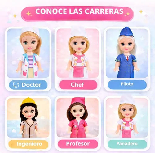Vista 2 de Liberty Imports Little Career - Muñecas pequeñas con vestidos, mini muñecas pequeñas imaginativas con trajes para chef, médico, piloto, ingeniero