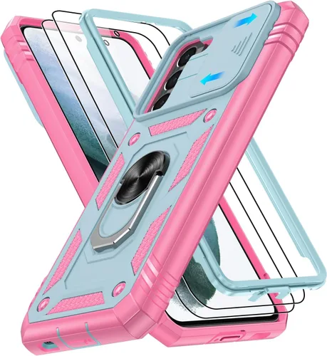 Vista 135 de Gritup Funda para Google Pixel 6 con cubierta deslizante para cámara y protector de pantalla (2 unidades), soporte de anillo giratorio 360°, funda