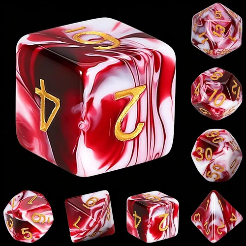Vista 7 de QMAY - Juego de dados para DND, 7 dados poliédricos con bolsa de dados para juegos de mesa D&D